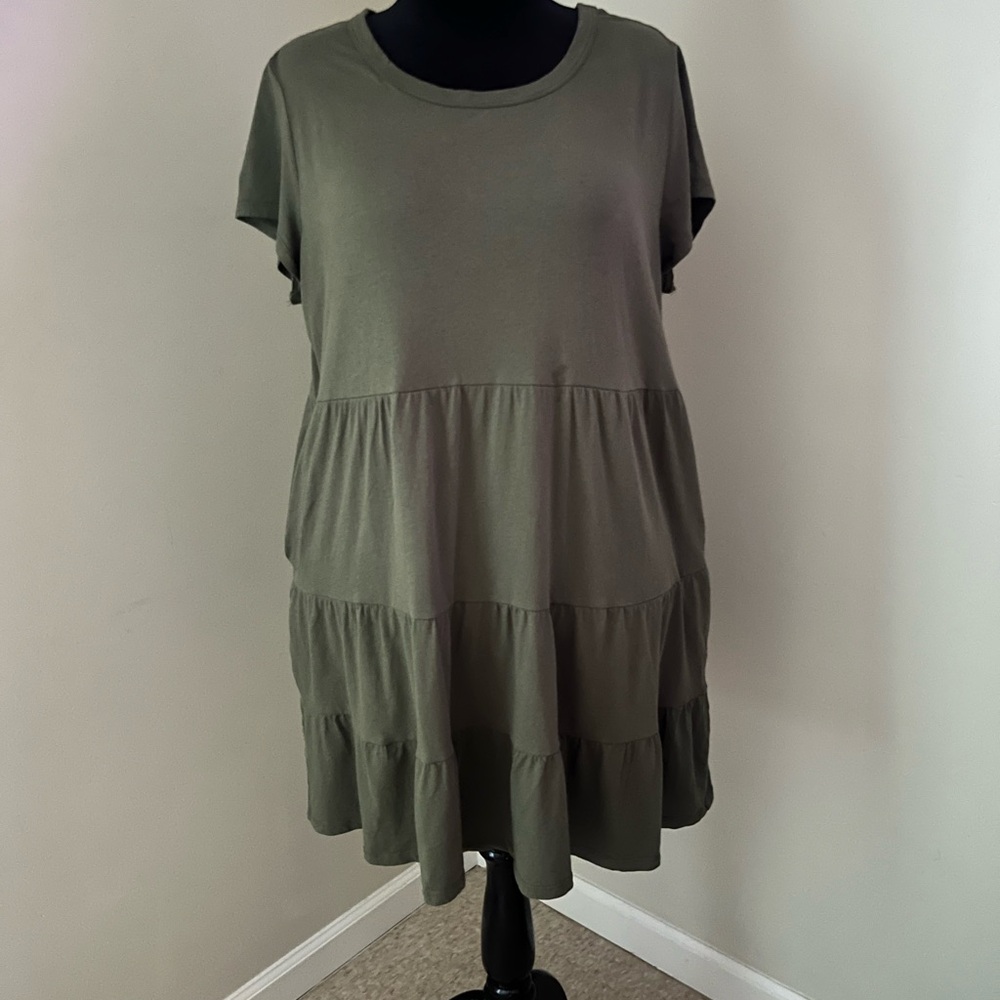 Time and Tru Forest Green Babydoll Dress